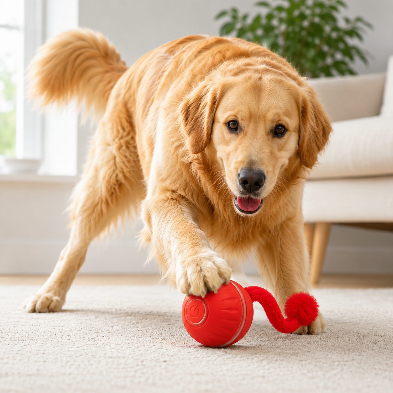 Balle interactive automatique rechargeable pour chien
