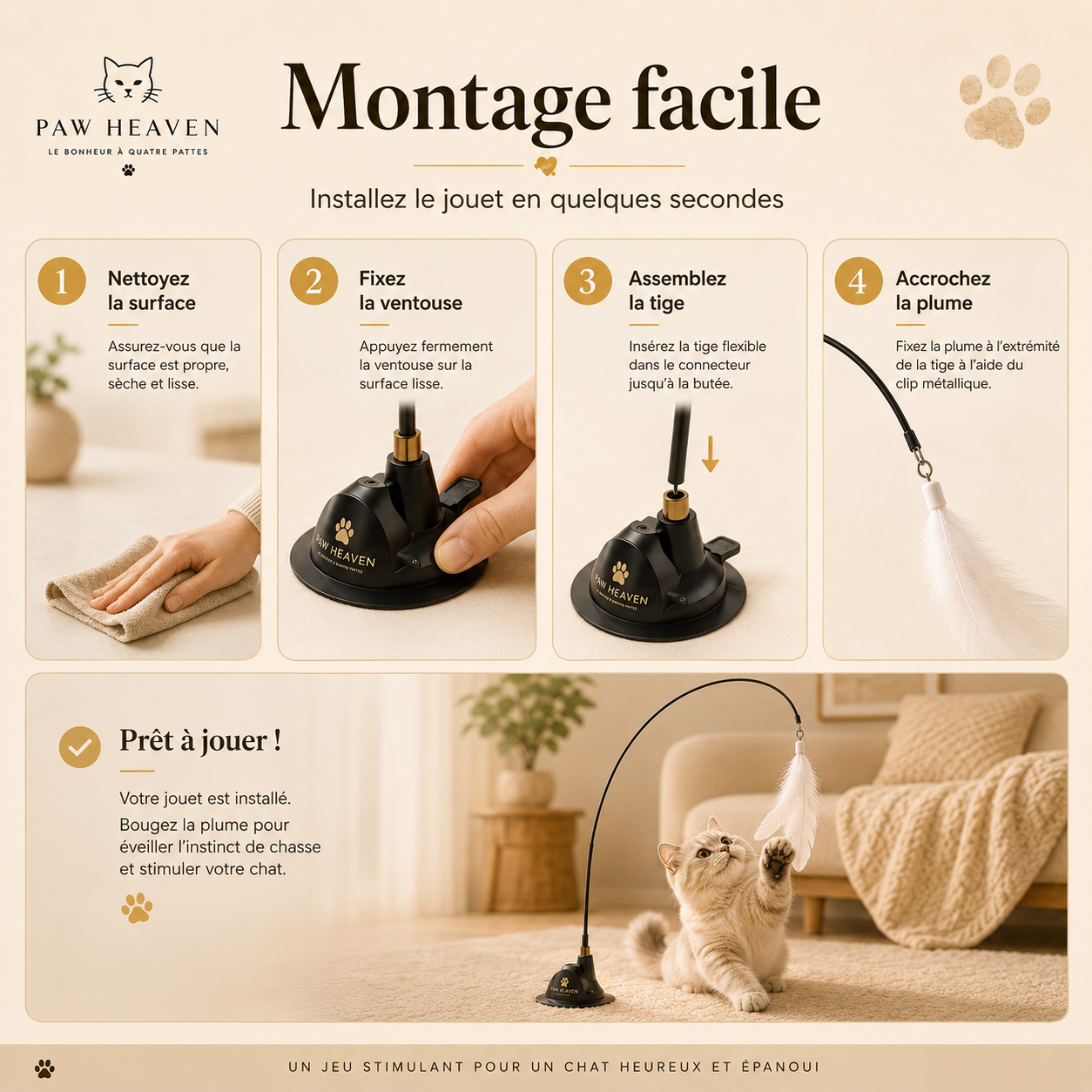 Jouet Plume Interactif pour Chat – Stimule l’Instinct de Chasse