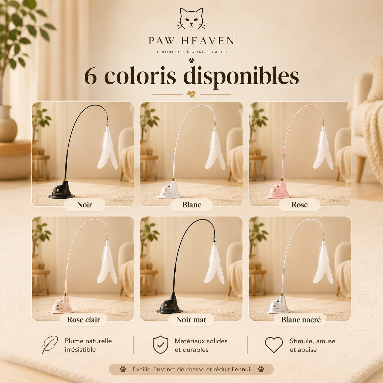 Jouet Plume Interactif pour Chat – Stimule l’Instinct de Chasse