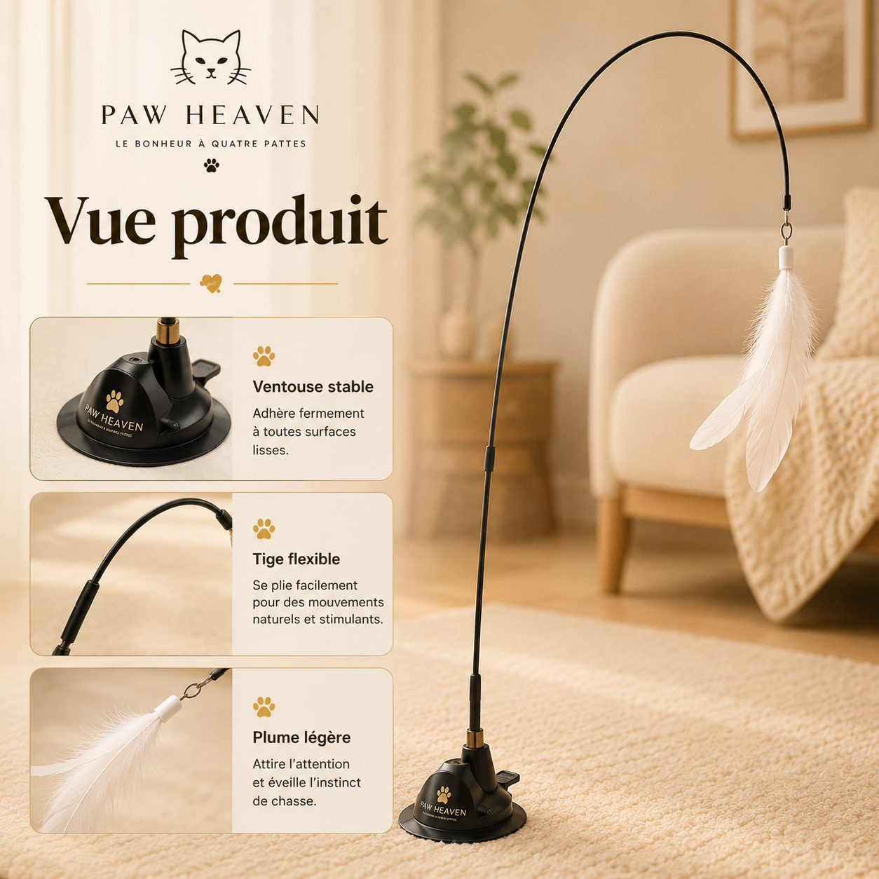 Jouet Plume Interactif pour Chat – Stimule l’Instinct de Chasse