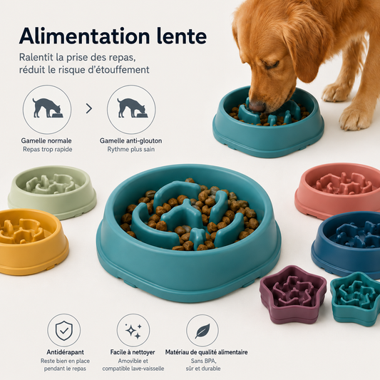Gamelle anti-glouton pour chien et chat