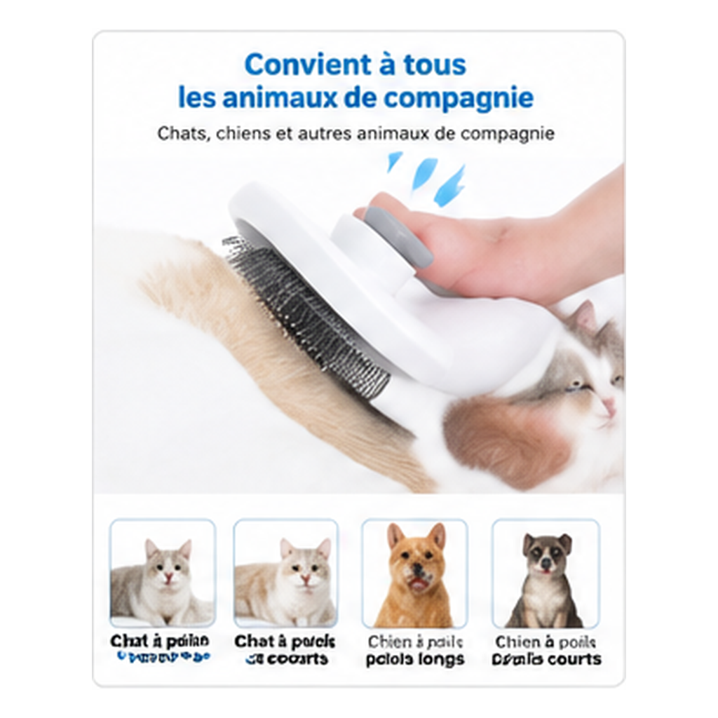 Brosse auto-nettoyante pour chien et chat